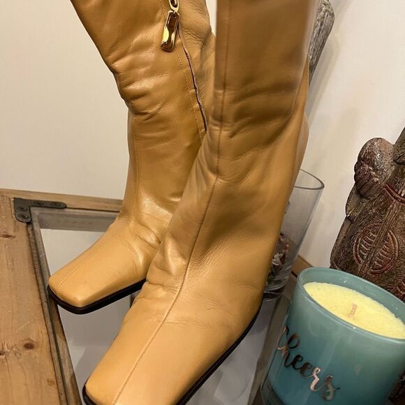 Enzo Anglioni Barrister Camel Leather square toe Boot. Size 7M. - Picture 1 of 15